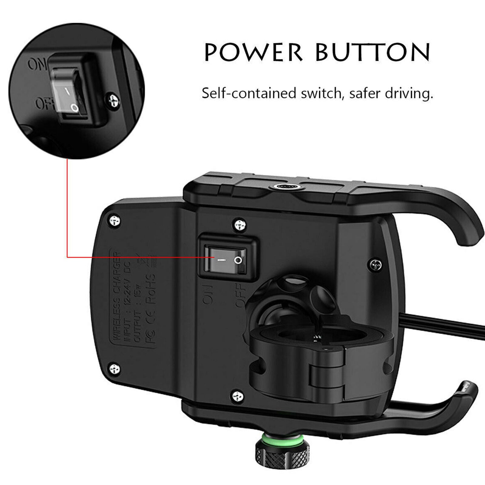 15W Fast Charger Qi Wireless Charger Aluminium Motorcycle Phone Holder