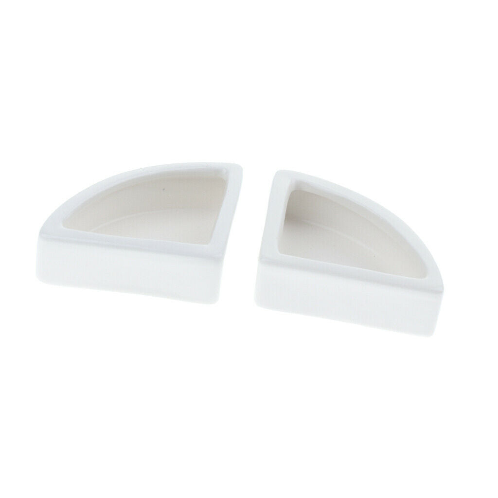 2xReptile Feeder Ceramic Food Bowl Anti-escape Dish For Lizard White Angle M