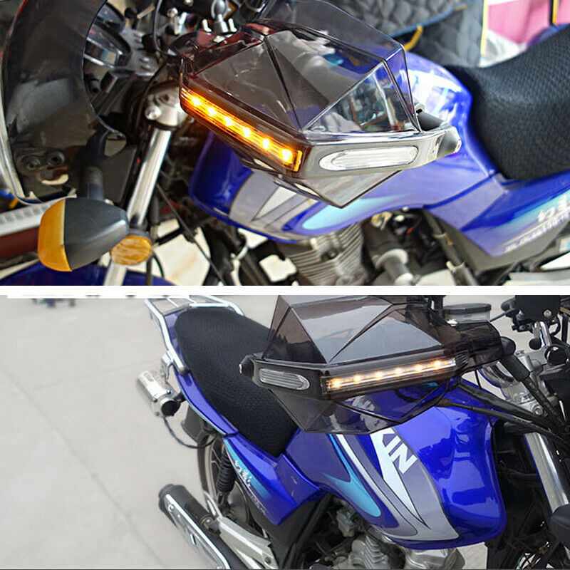 2PCS Motorcycle LED Windshield Hand Guard Signal Light Amber Handlebar 7/8''