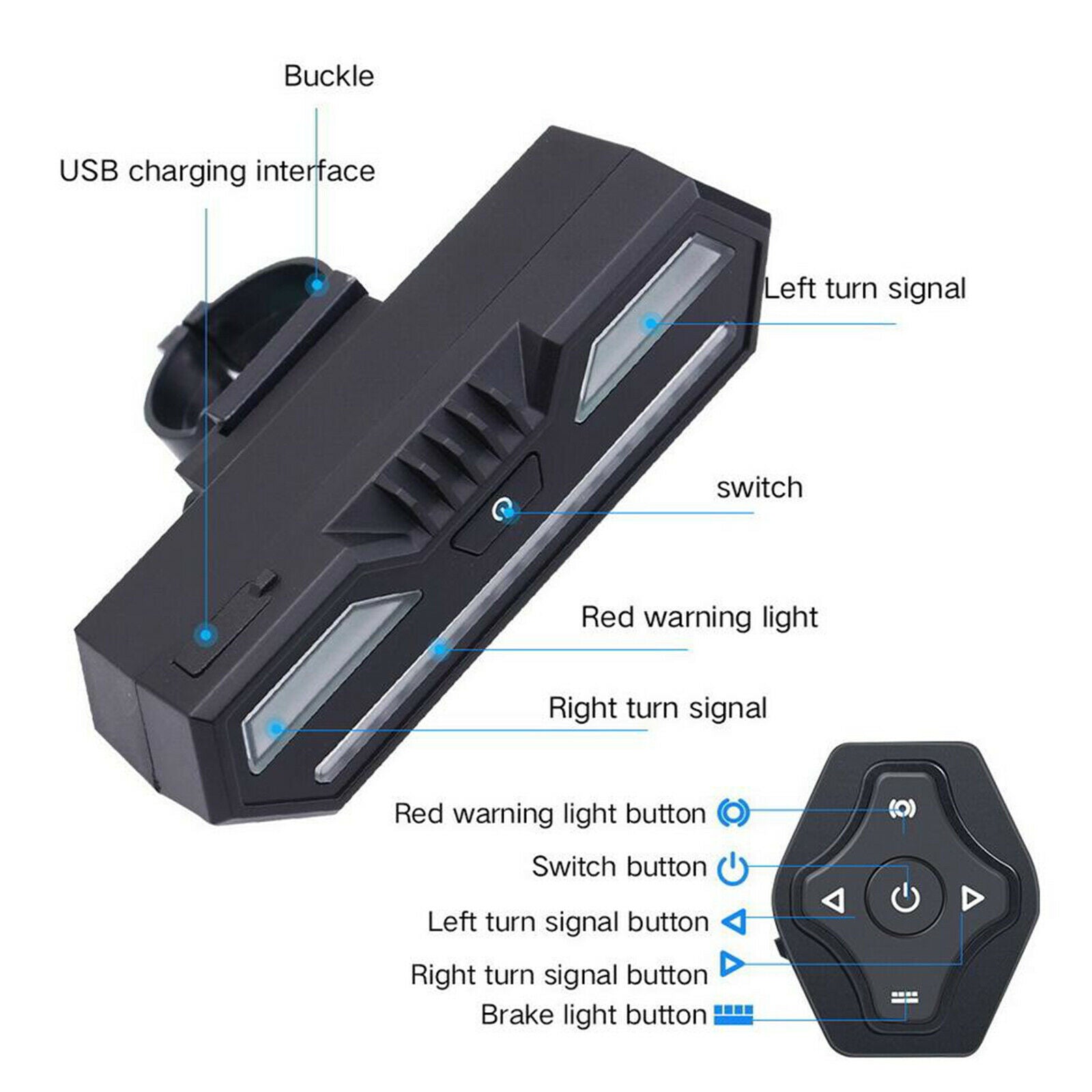 LED Bicycle Taillight Brake Light Bike Tail Light USB Rechargeable