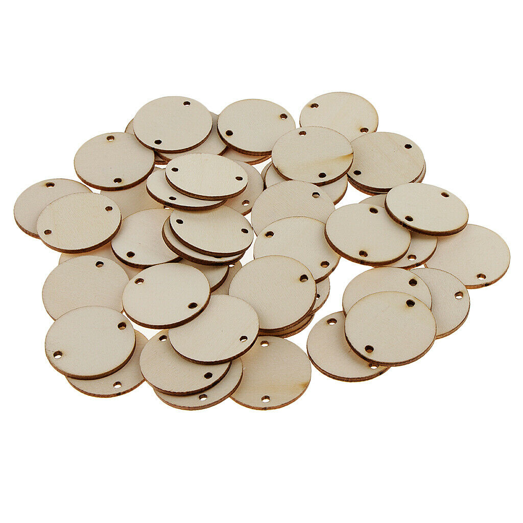 50   Pcs   Unfinished   Predrilled   Wood   Slices   DIY   Pendant   Round   Log