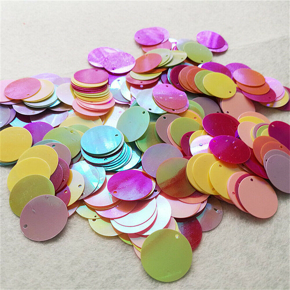 200 Mix Round Sequins Embellishments Loose Paillettes DIY Sewing Art Decors 20mm