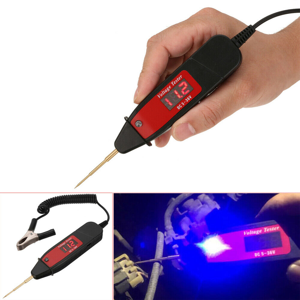 Car Voltage Detector Test Pen 1.65m Extended Spring Line w/ ON OFF Switch5-36V