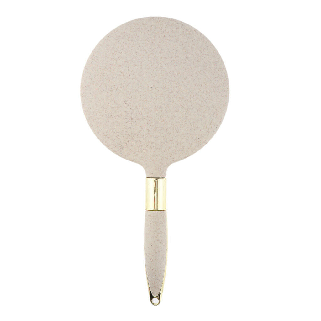 Portable Plastic Handheld Mirror for Vanity Makeup Home Salon Travel Beige
