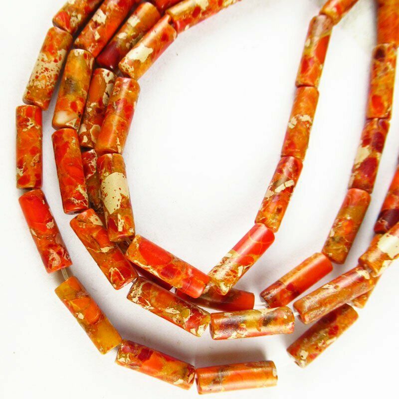 Orange Manmade Sea Sediment Jasper Column Loose Bead 15.5 inch 13x4mm 558DHS