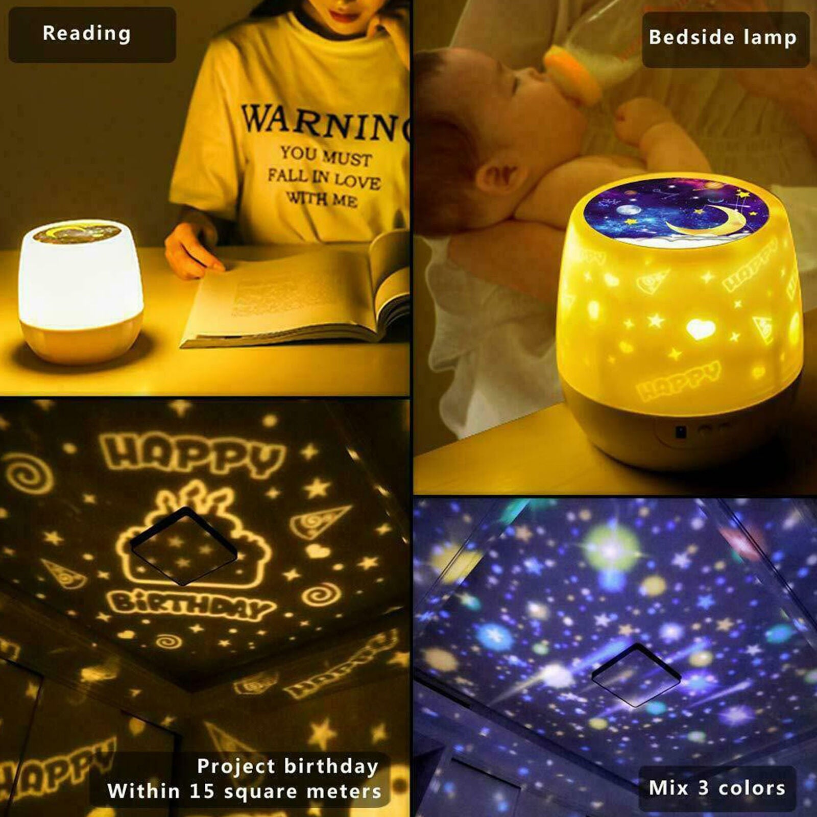 Rotating LED Light Projector Star Moon Sky Baby Kids Night Mood Lamp Xmas Gift