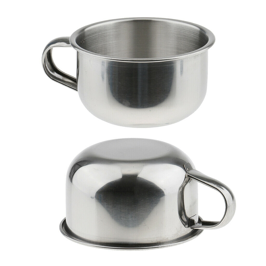 2 Pieces Stainless Steel Men's Shaving Mug Bowls Barber Beard Soap Mug Cups