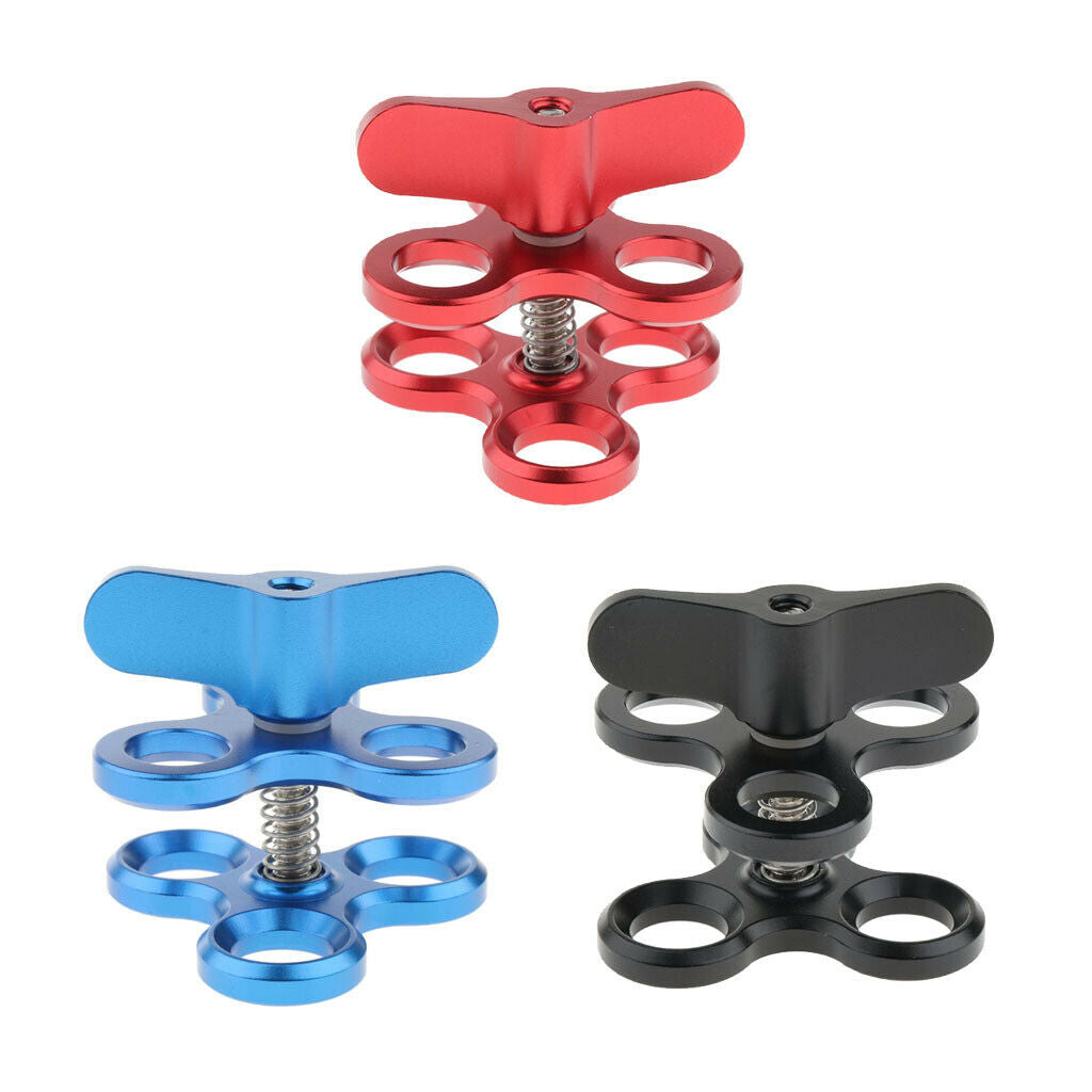 2x Triple Ball Clamp 3 Holes Underwater Arm Bracket for Light Arm System