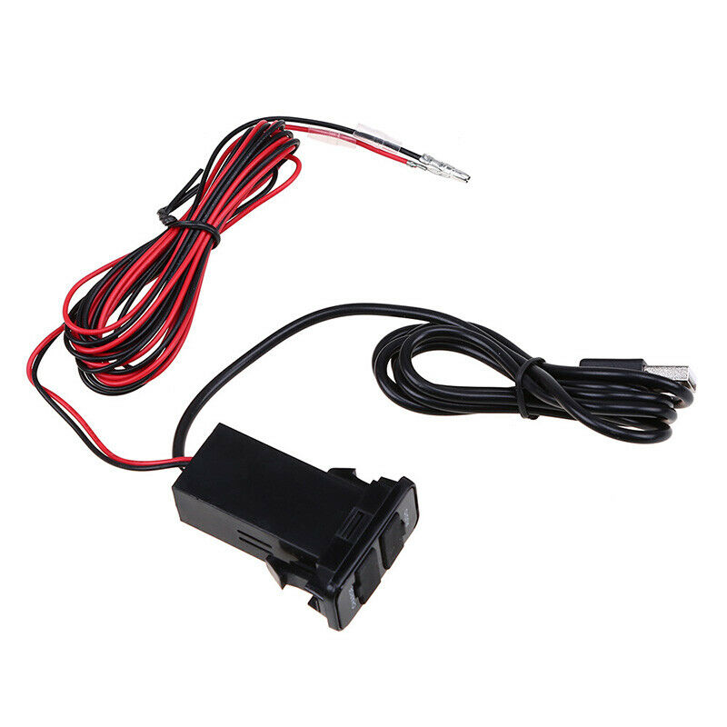 1x Car Dual USB Socket Charger+Audio Port LED Indicator Adapter Black For SUZUKI