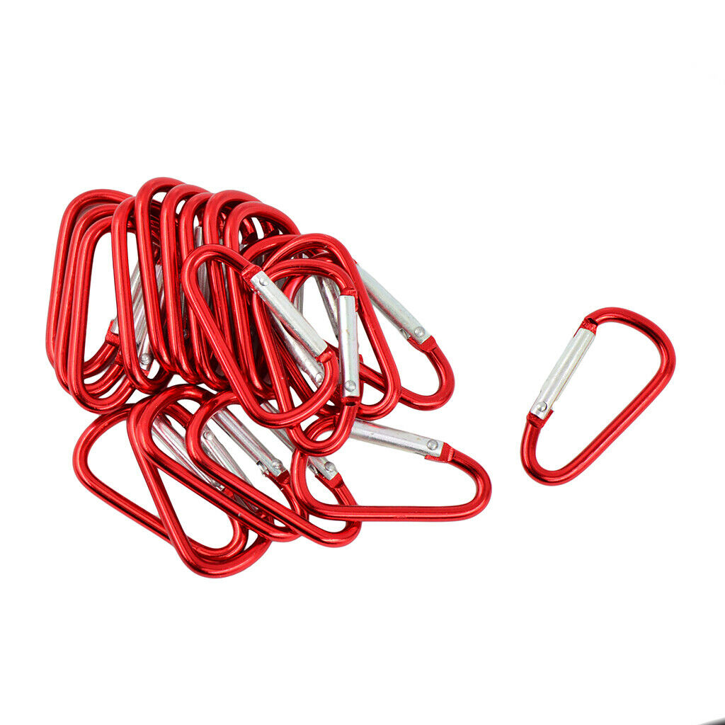 20 Pieces Hook Key Rubber Clip Shaped Red Carabiner Aluminum