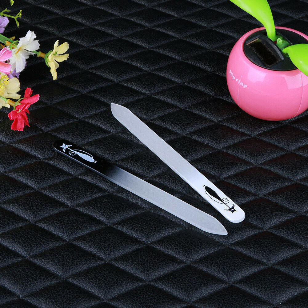 2pcs/set Printed Double Sided Glass Nail File Manicure Polishing Nail Tools @