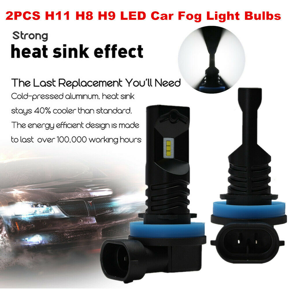 2PCS H11 H8 H9 LED Fog Light Bulbs Car Driving Daytime Running Lamp 6000K White