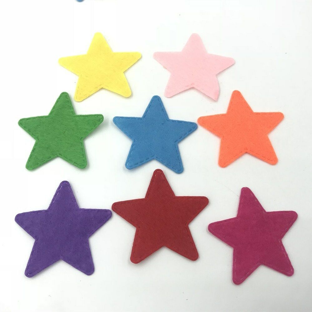 100pcs Mixed Colors star shape Felt Appliques Crafts clothing decoration 44mm