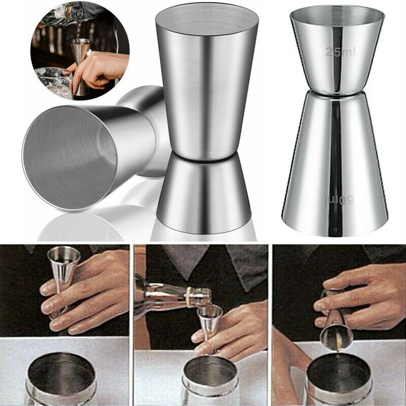 Steel Double Single Shot Measure Jigger Spirit _NEW Bar Cocktail