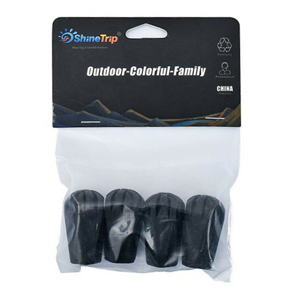 4 Pieces Hiking Stick Tips Mountaineering Pole   End Accessaries Black