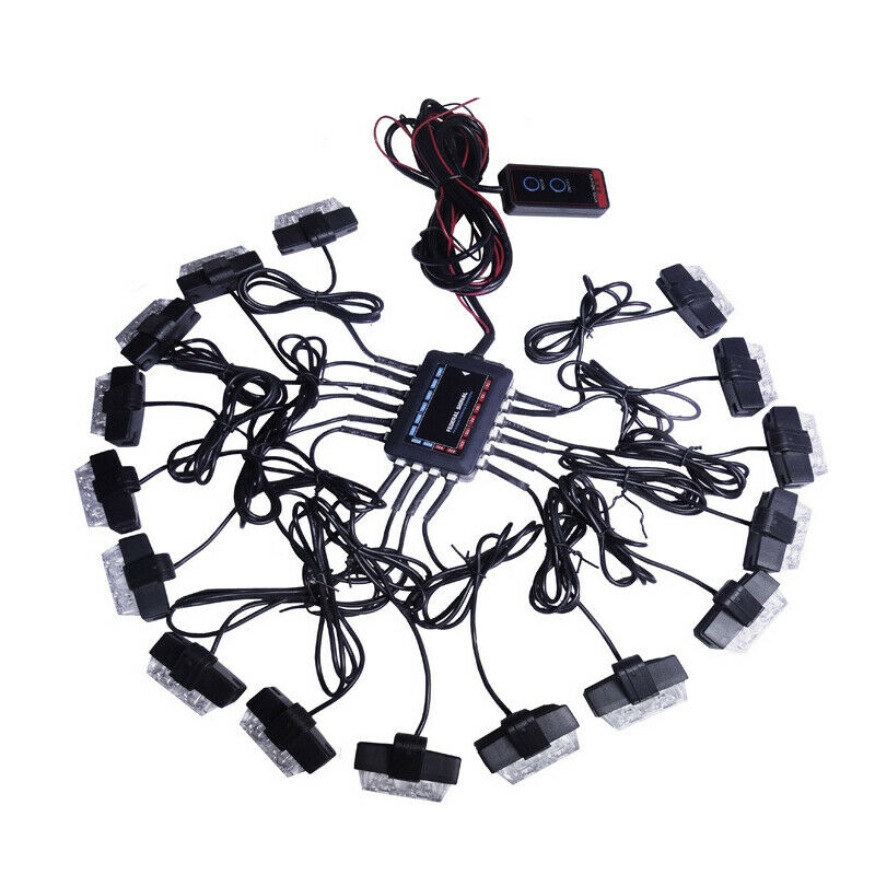32LED Car SUV's Strobe Emergency Lights Bars Dash Flashing Grille Lamp 16 Bulbs