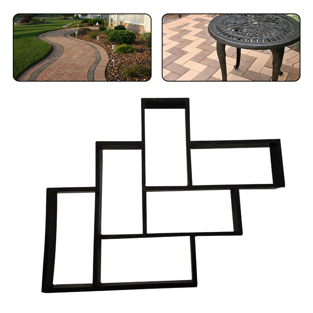 Garden Path Paving Pavement Mold DIY Step Stone Walkway Maker Mould Black