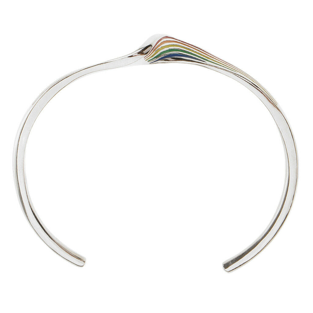 Modern Exaggerate Open End Cuff Wave Shaped Bracelet 6cm Platinum-Rainbow