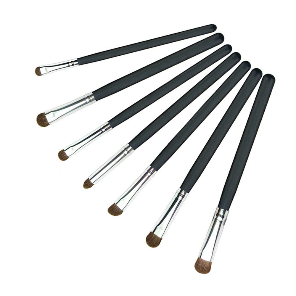 7Pcs Portable Travel Angled Eye Makeup Brushes Eyeshadow Brow Shading Brush