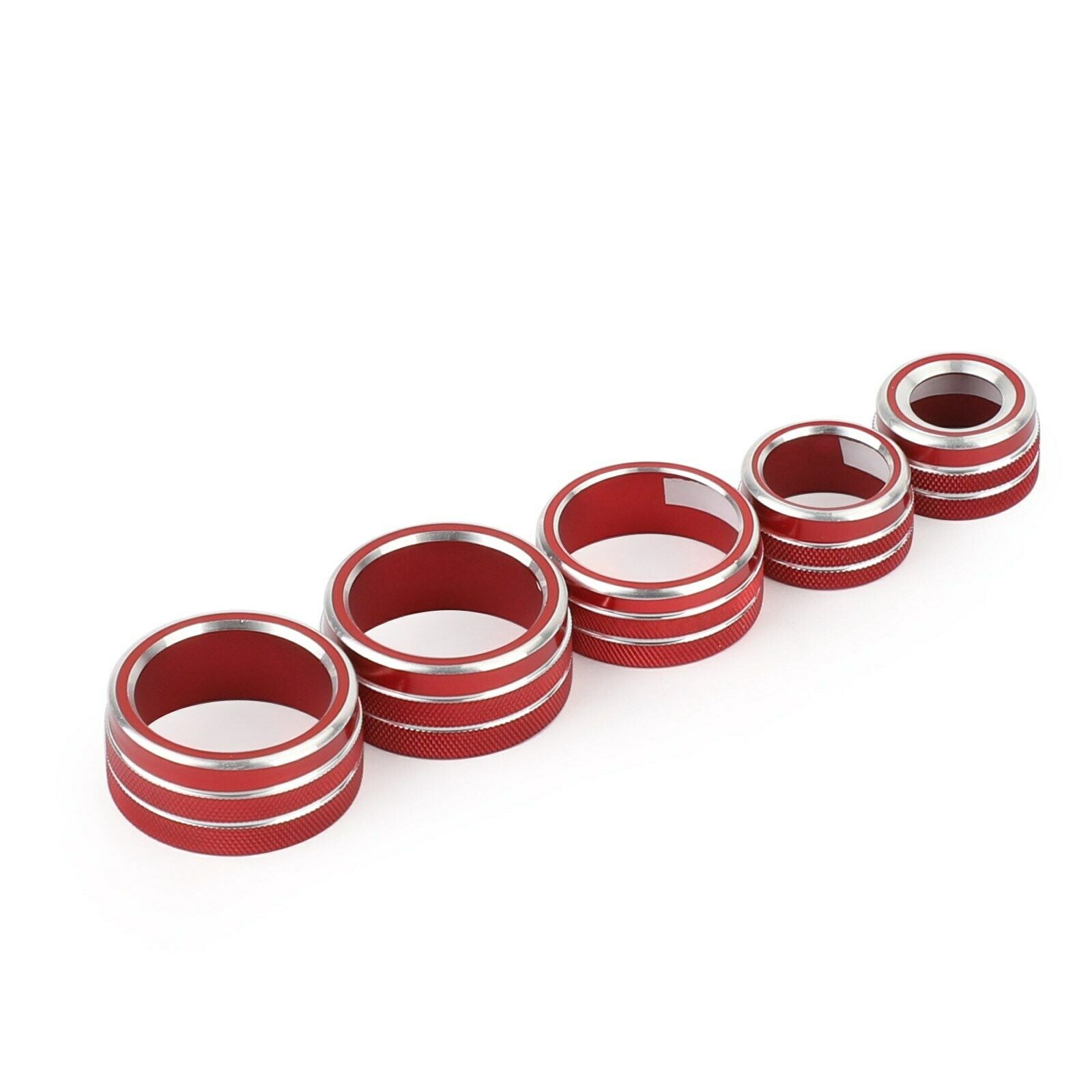 5PCS Red Air Conditioning+Audio Button Ring Cover Trim For ToyotCAmry 18-20 CN