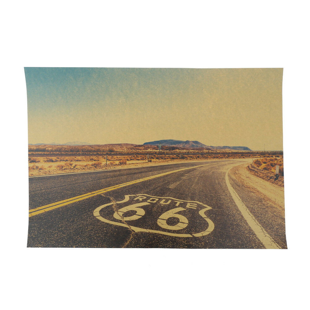 Route 66 Retro Kraft Paper Poster Tin Signs Wall Art Painting House Deco.l8