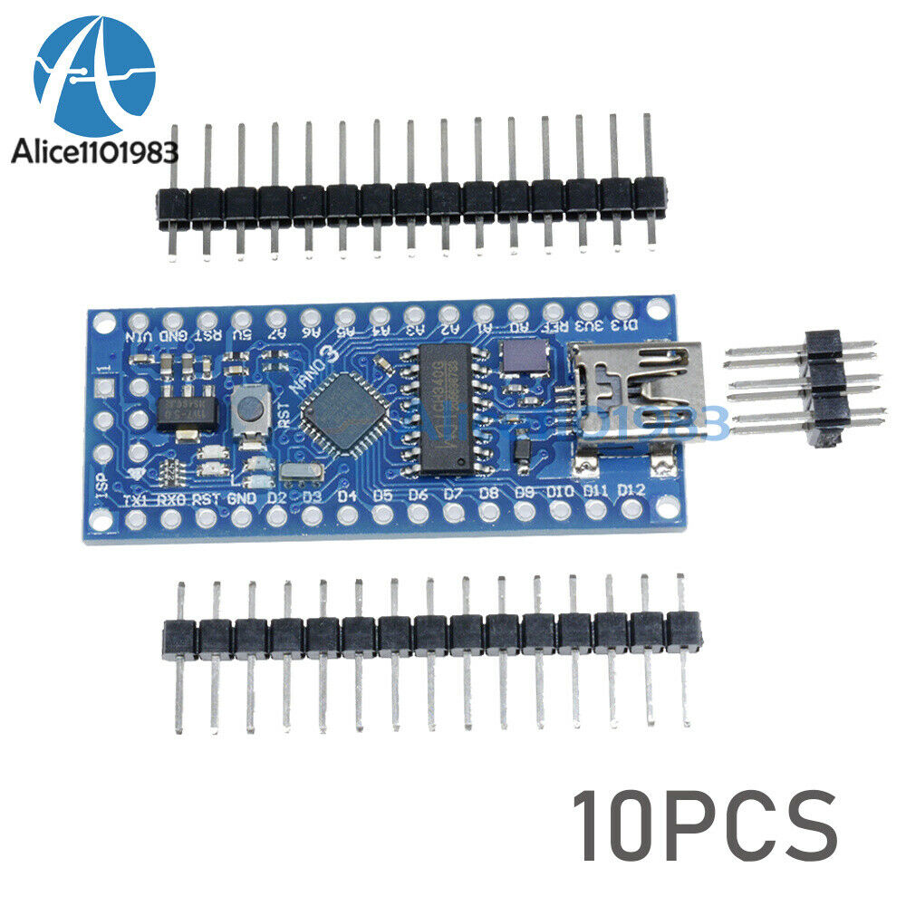 10x Nano V3.0 ATmega168 Mini-Controller USB 5V 16M CH340G Board For Arduino DIY