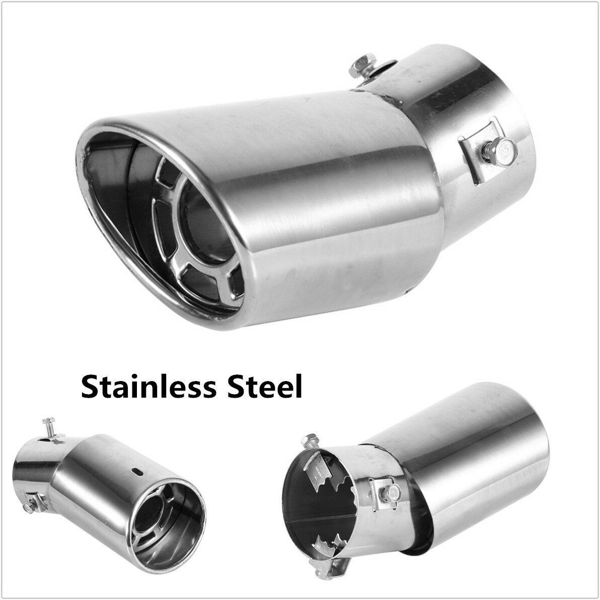 Universal Stainless Steel Chrome Car SUV Round Exhaust Pipe Tail Muffler End Tip