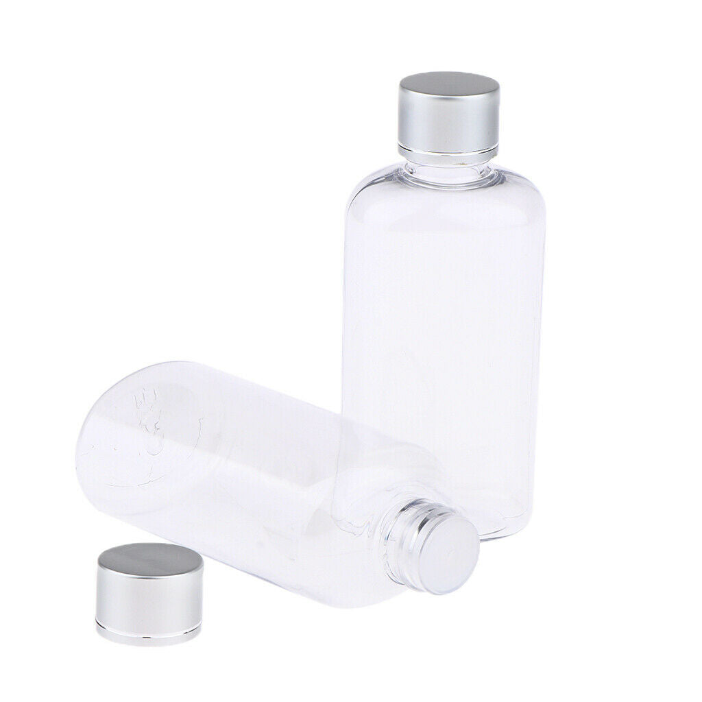 100ml Clear Plastic Empty Bottles with Alumite Screw Caps Set of 2 Lightweight