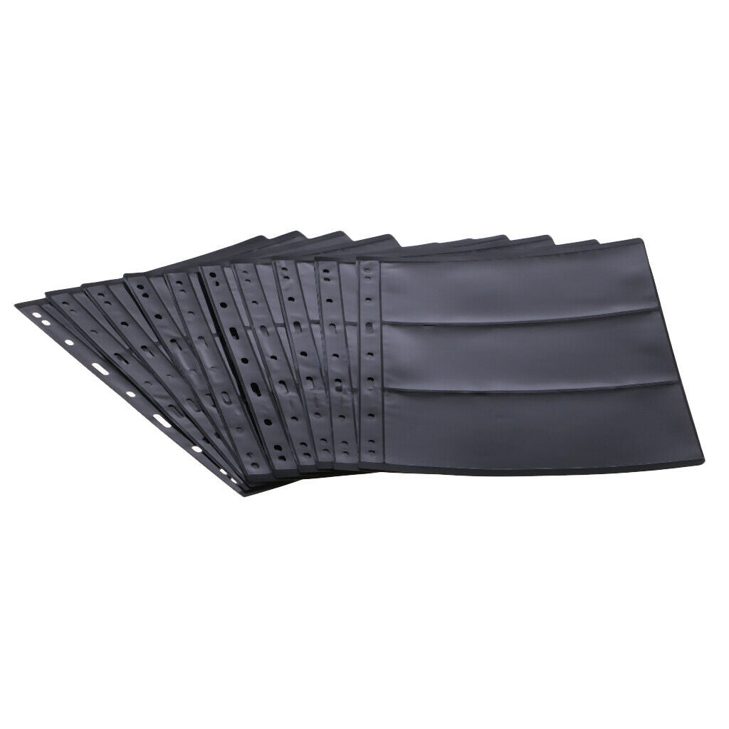 Black PVC Page of Paper Money Coin Album Loose-leaf Inners Coin Holder 3line