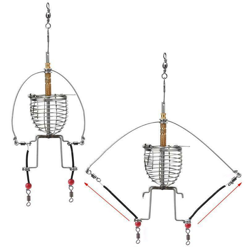 Fishing Feeder Automatic Tackle Multi Functional Launcher Trap Spring Cage Hook