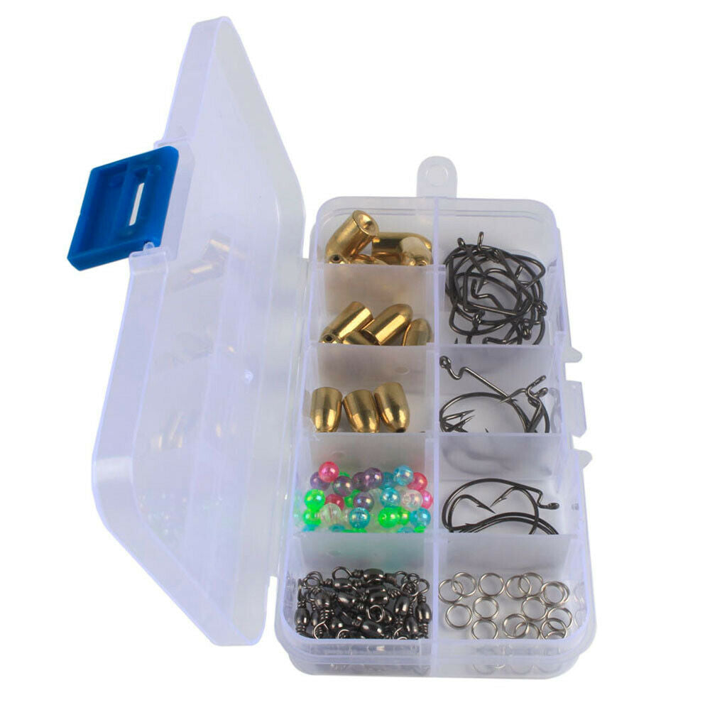 115pcs/box Carp Fishing Terminal Tackle Hooks Swivels Beads Brass Sinker Kit