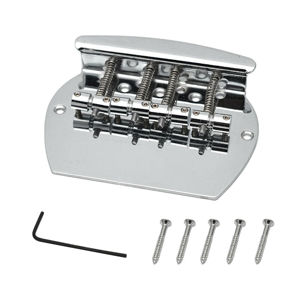 Metal 4 String Guitar Saddle Bridge Tailpiece For Electric Guitar