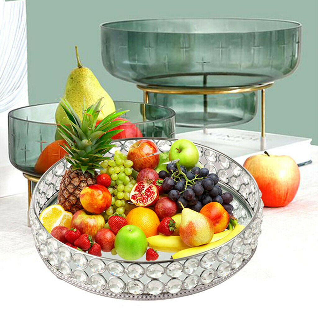 Crystal Vanity Makeup Tray Jewelry Organizer Decorative Storage Tray