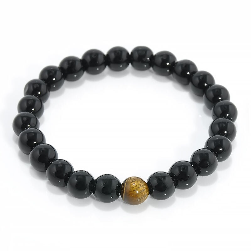 Classic Unisex Men's Women's Jewelry Agate Tiger Eye Beads Bangle Bracelet