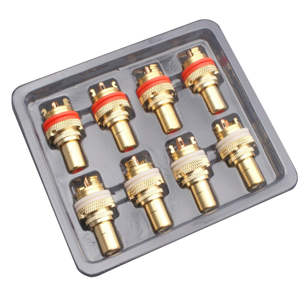 Copper Plug Connector 8PCS RCA CMC Female RCA Female Socket Chassis Phono