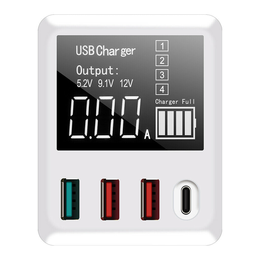 4 Multi-Port USB Wall Travel Charger QC 3.0 Quick Charging Station LED Display
