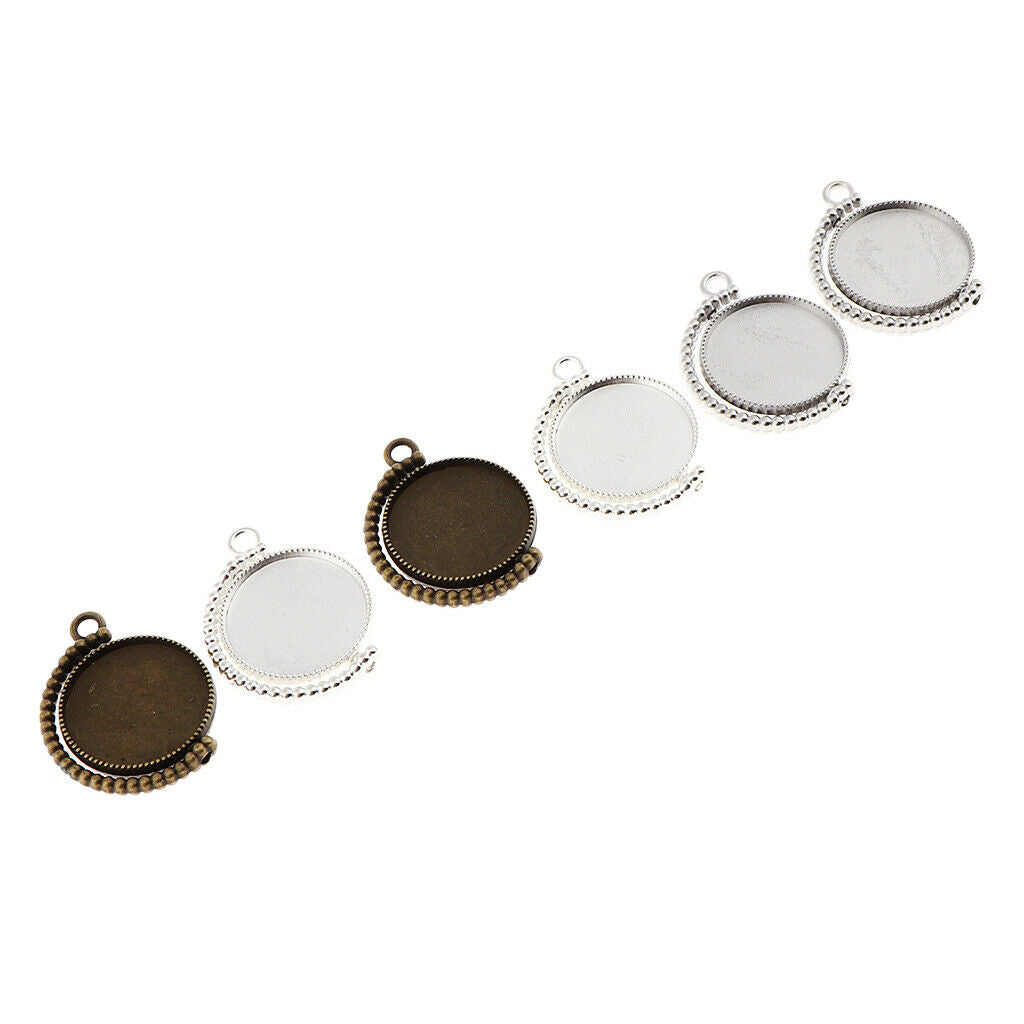 6 Pcs Blank Rotary Charm Pendant Base Settings Tray for