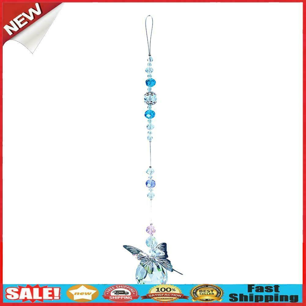 Crystal  Butterfly Pendant Crystal Ball Hanging Drop Home Decor @