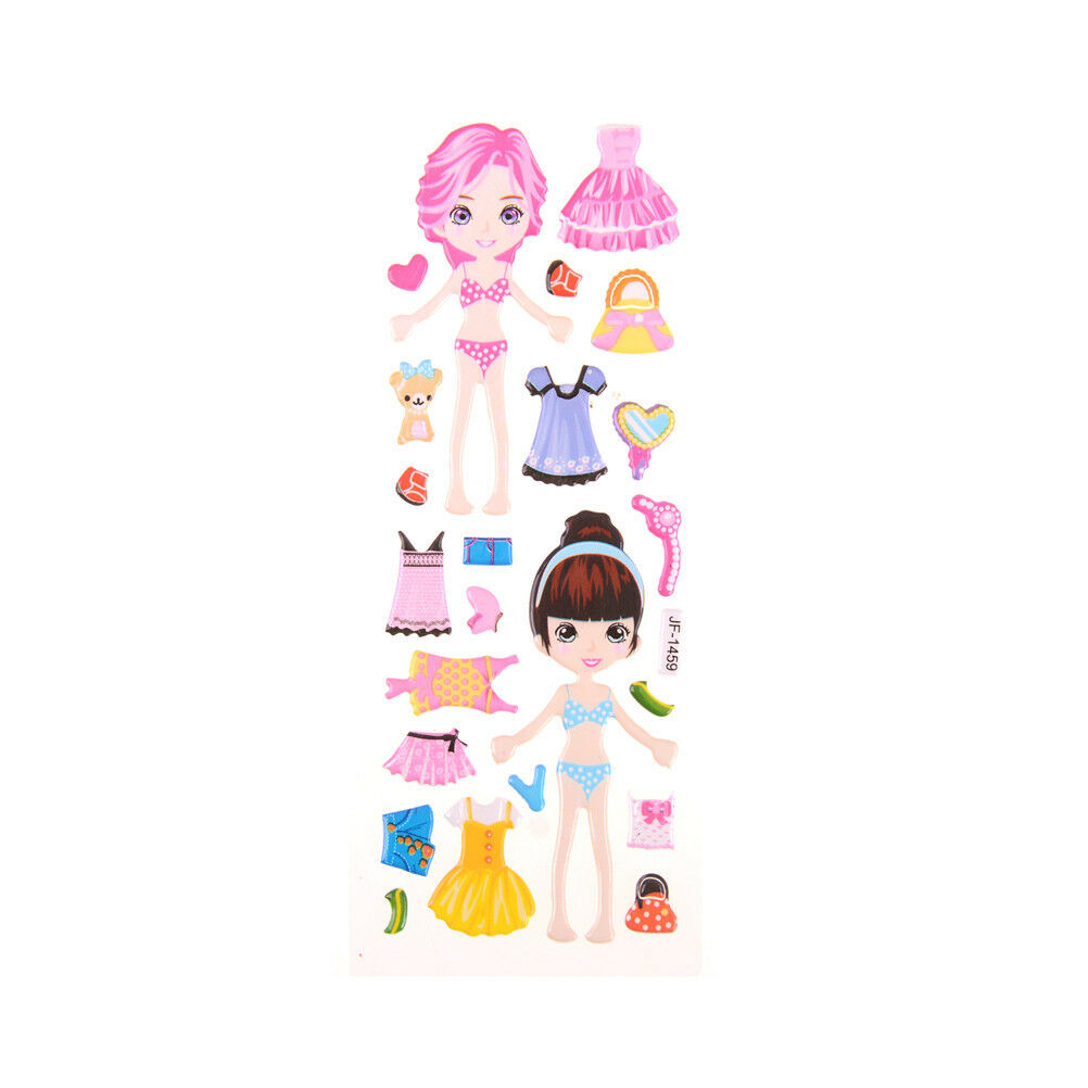 5x DIY Princess Dress Stickers Lovely Girl Dress up Changing Clothes Kids .l8