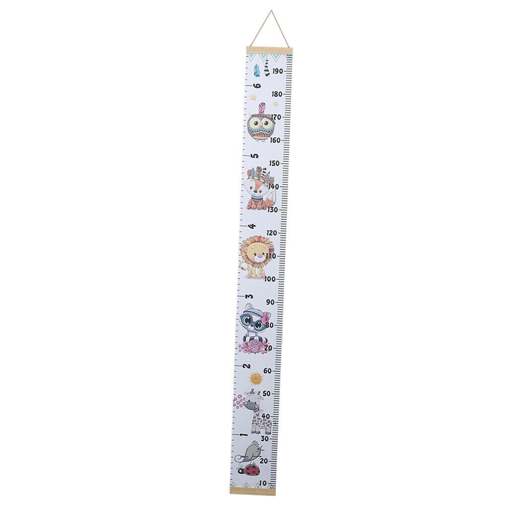 Wood Kids Baby Cartoon Height Ruler Growth Chart Wall Hanging Decoration C