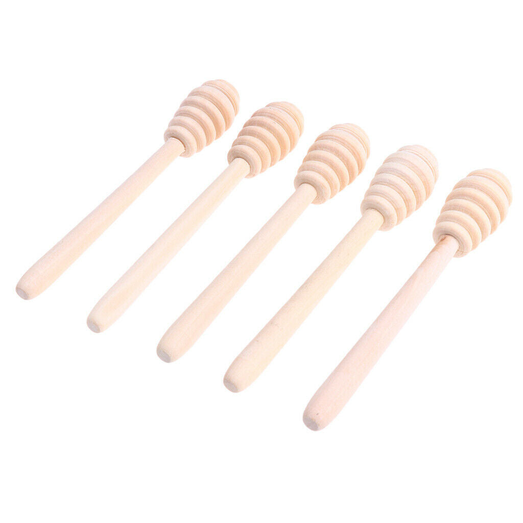5 Pieces Wooden Honey Stirring Sticks Jam Muddler Kitchen Cooking Rods Tool