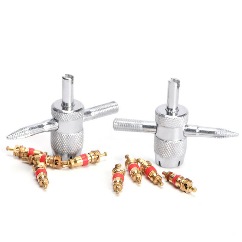 Car Bike Tire Accessory + 4 Valve Stem Core 4 Way Tyre Valve Repair Remove.l8