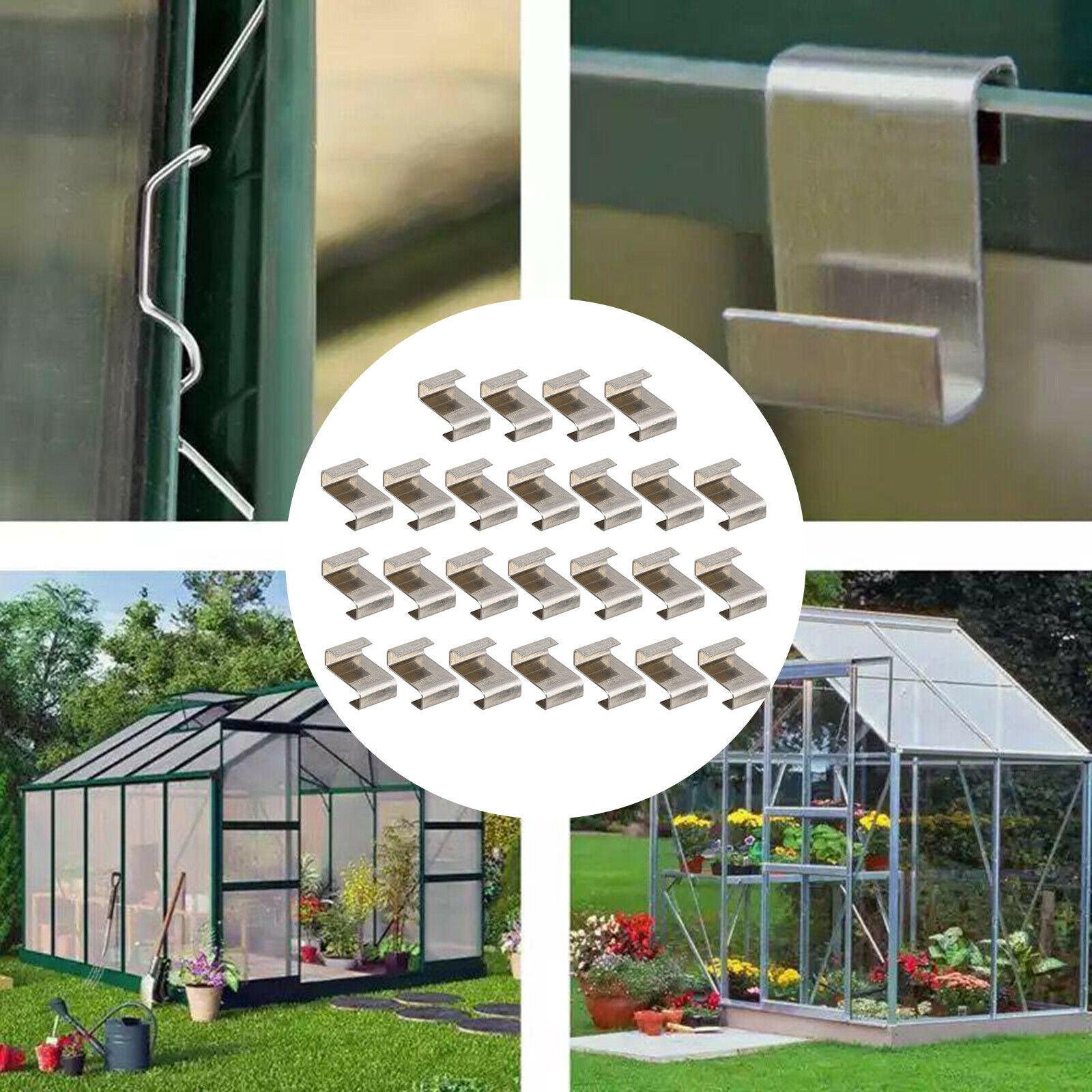 25pcs Greenhouse Glass Panel Z Clips Fixing Glazing Overlap Clips Clamps