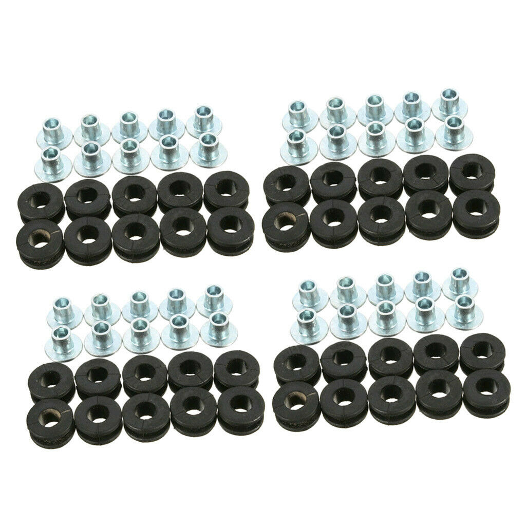 40x Motorcycle Rubber Grommets For  Yamaha Kawasaki Fairing Black