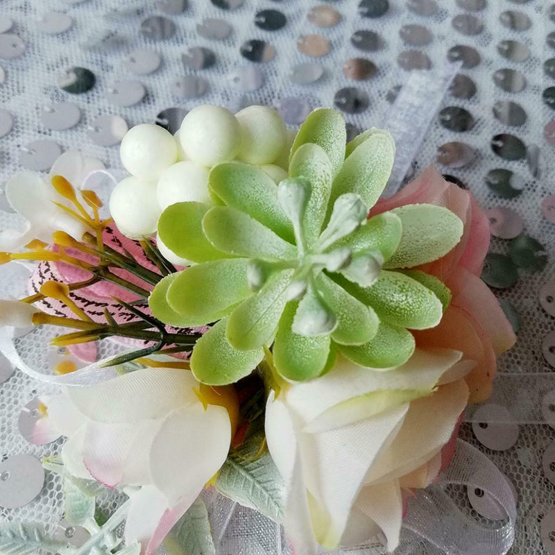 Beautiful Wedding Bride Bridesmaid Flower Girl Wrist Corsage Rose Succulent