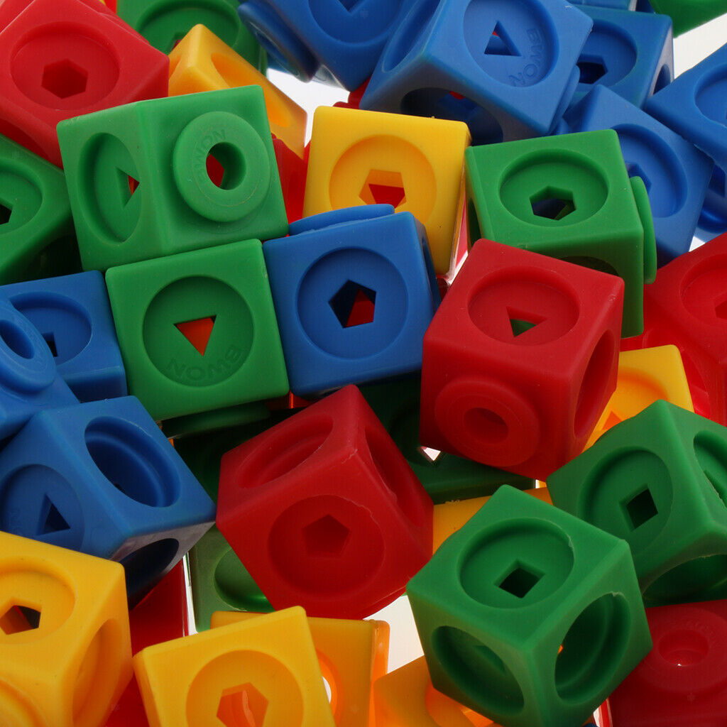 100x Mathlink Cubes Snap Building Math Skill Teaching Aids Starter 4 Colors