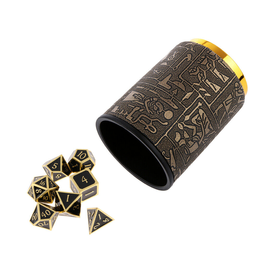 7pcs Multi-Sided D4-D20 Dice Set with Egyptian Dice Cup Shaker TRPG Game
