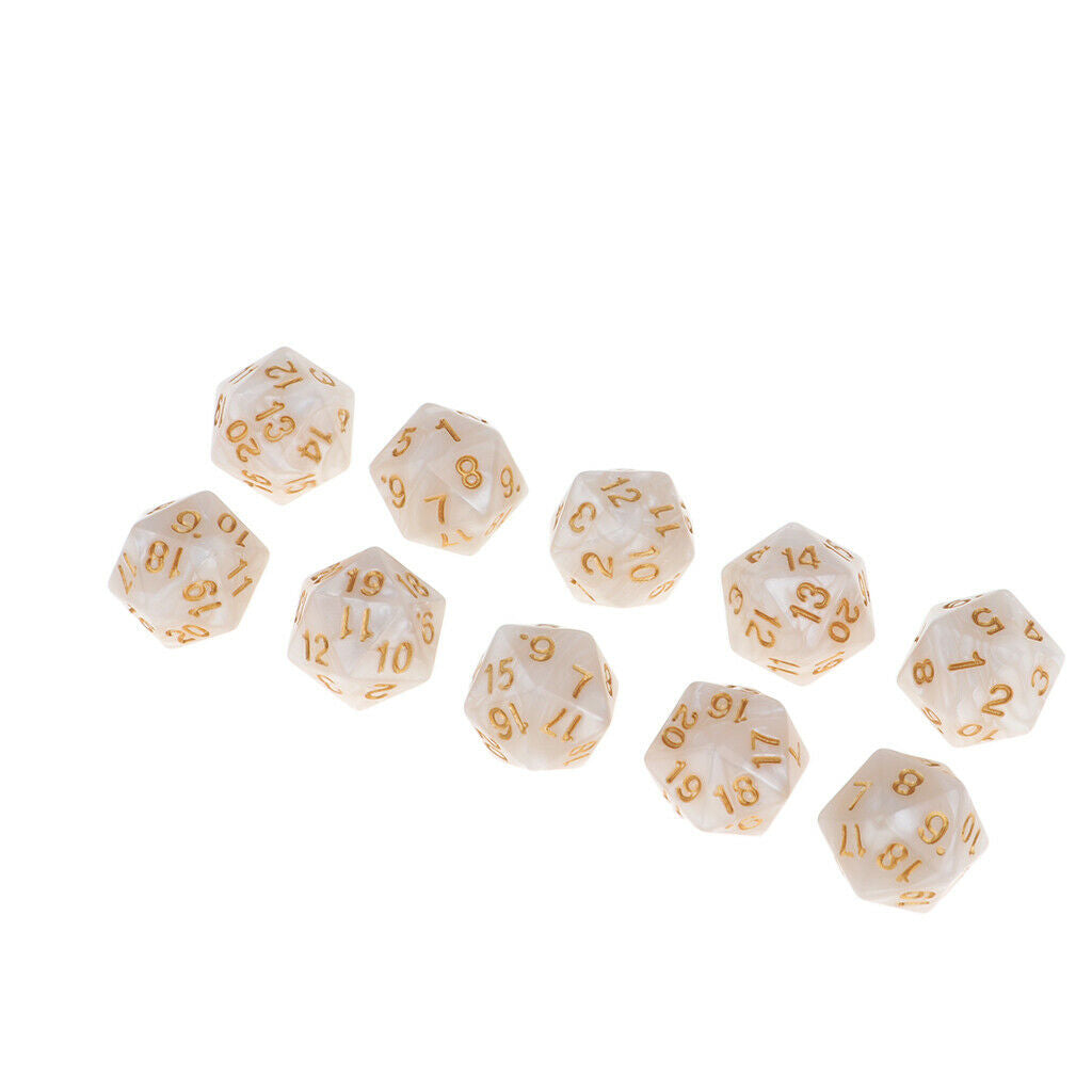 10 Pack of Twenty Sided Dice D20 Playing D&D RPG Party Games Dices White