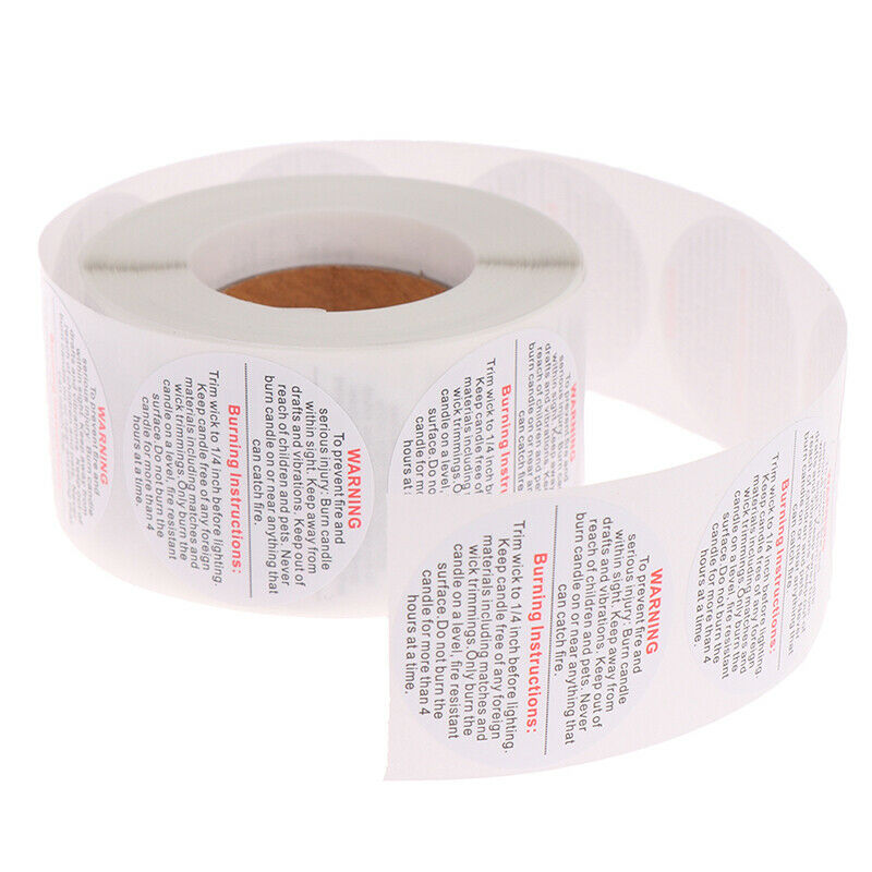 500pcs/roll Candle Safety Warning Label Candle Jar Stickers Round Wax Mel.l8