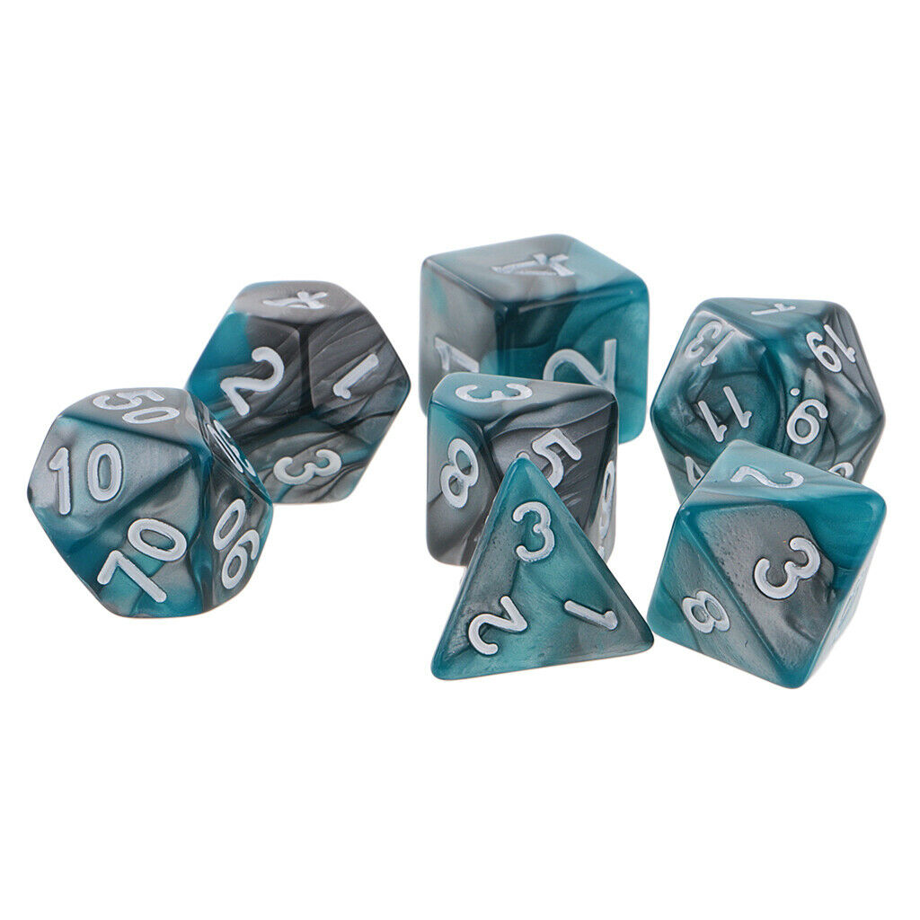 7 dice polyhedral dice for DND RPG MTG Casino Green